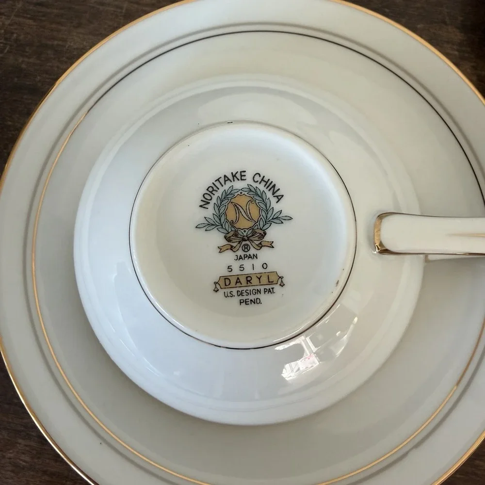 Set Of 6 Noritake Daryl‎ #5510 Tea Coffee Cup and Saucer Vintage Rose Gold Trim